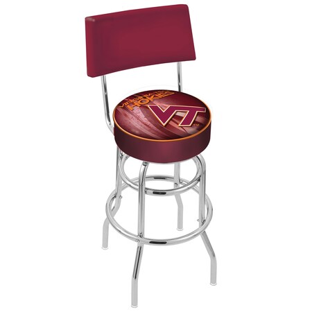 Holland Bar Stool Co 30" Chrome 2-Ring Virginia Tech Swivel Bar Stool, Back L7C430VATech-D2